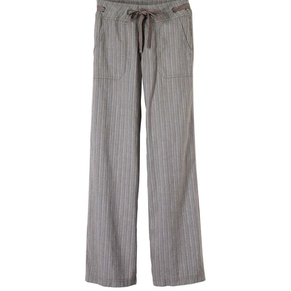 NWT Prana Gray Wide Leg Striped Women's Steph Pants With Pockets & Drawstring - Picture 3 of 13